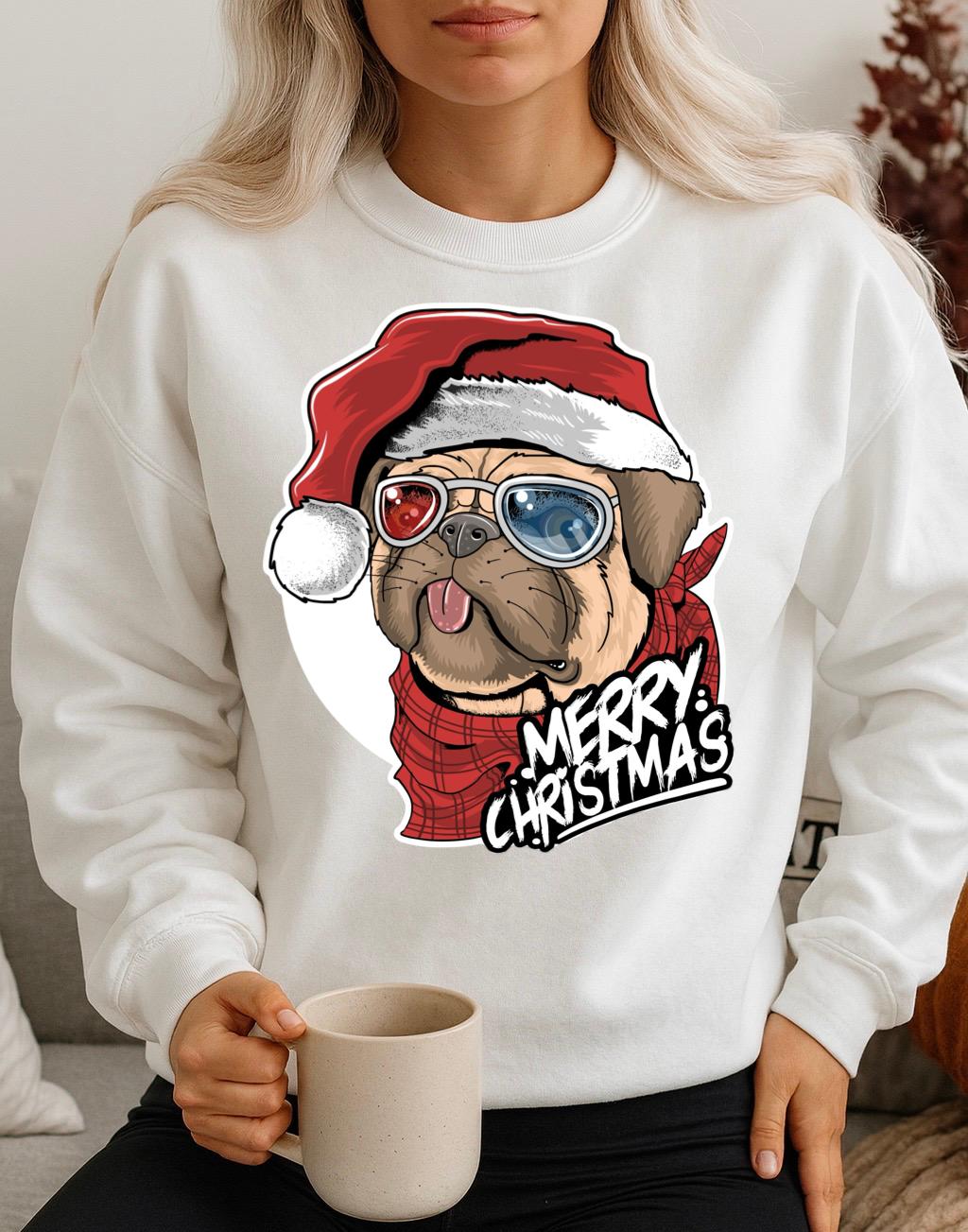 Bluza alba din bumbac 100% Merry Chrismtas