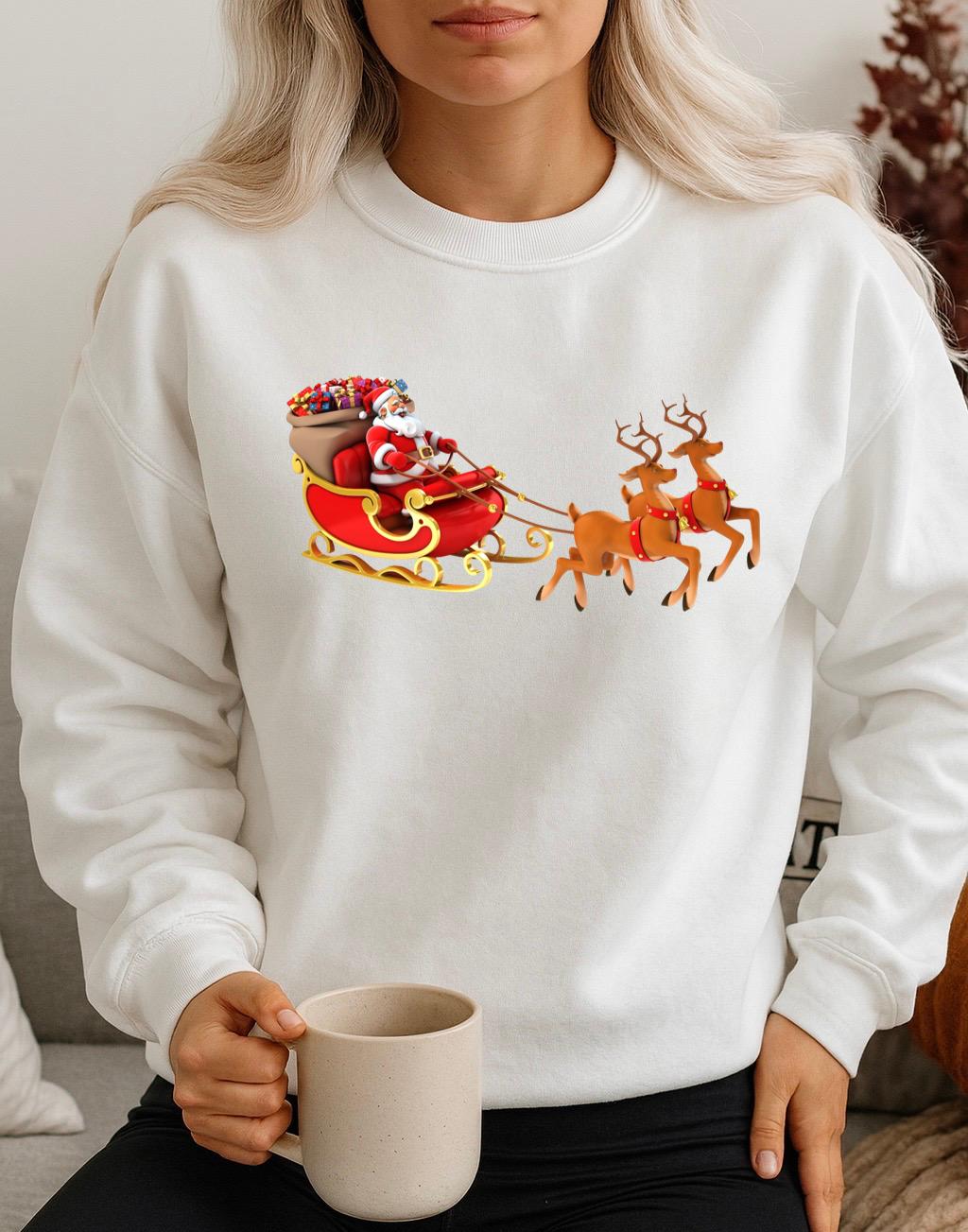 Bluza alba din bumbac 100% Craciun