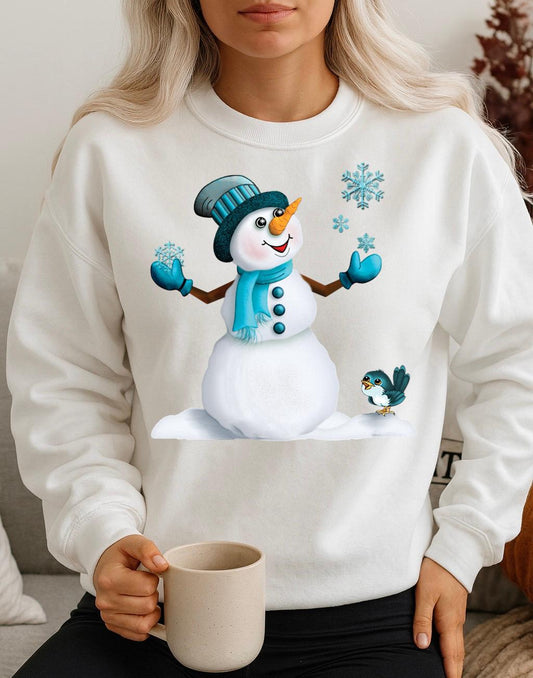 Bluza alba din bumbac 100% Om de zapada