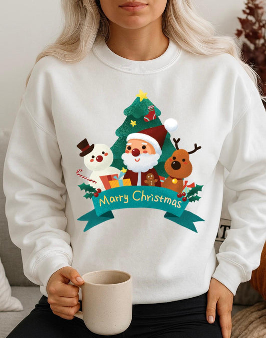 Bluza alba din bumbac 100% Merry Christmas 4