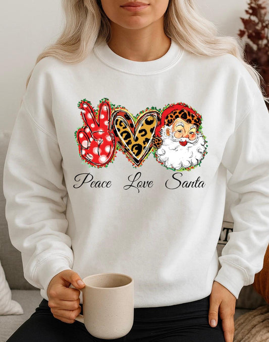 Bluza alba din bumbac 100% Peace Love Santa