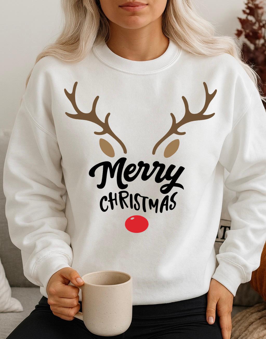 Bluza alba din bumbac 100% Merry Christmas 9