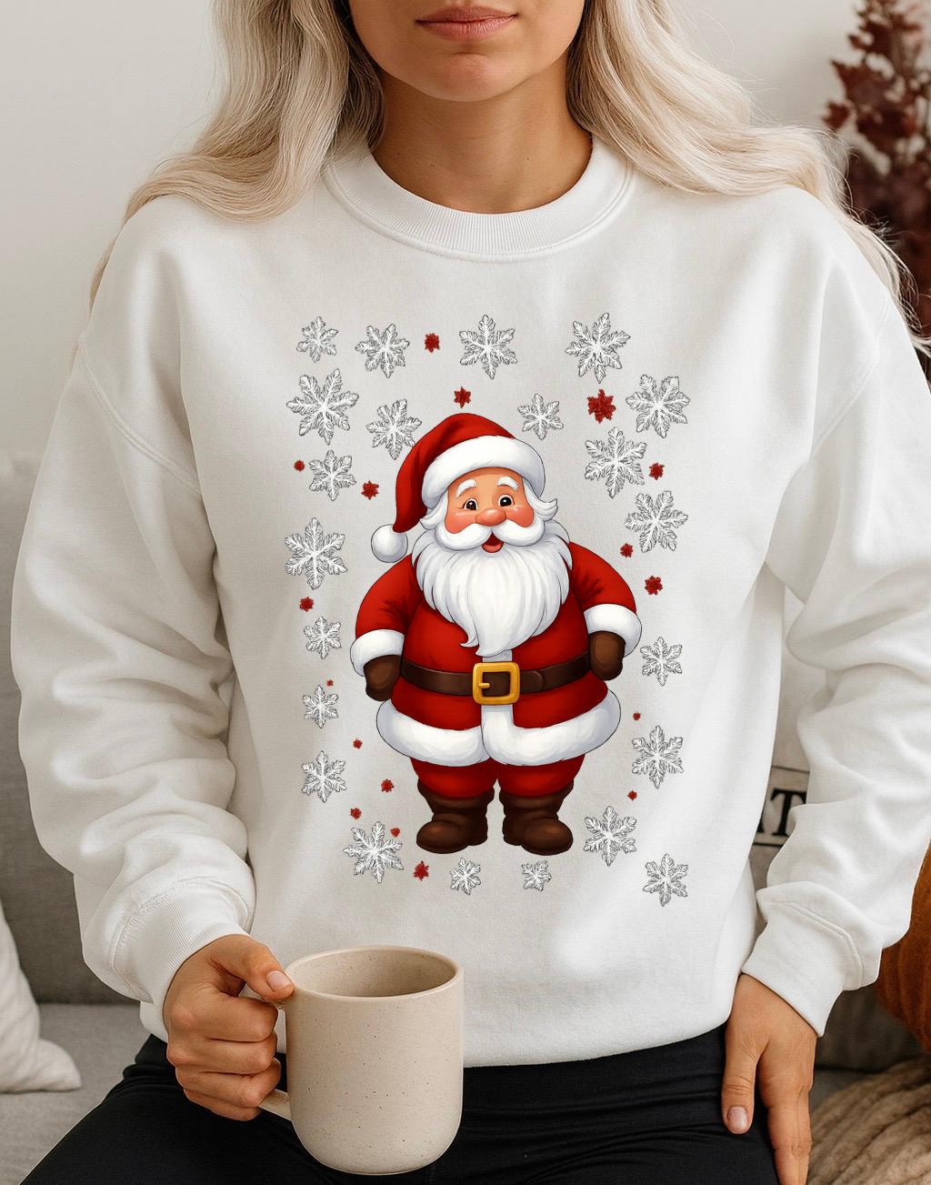 Bluza alba din bumbac 100% Mos Craciun Red