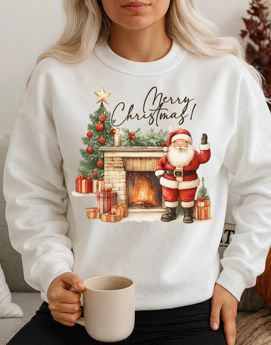 Bluza alba din bumbac 100% Merry christmas to all