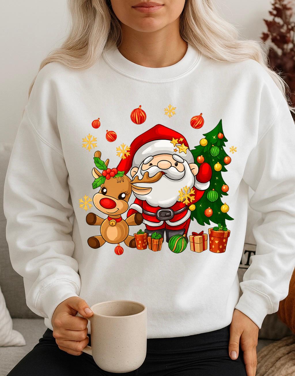 Bluza alba din bumbac 100% Santa team