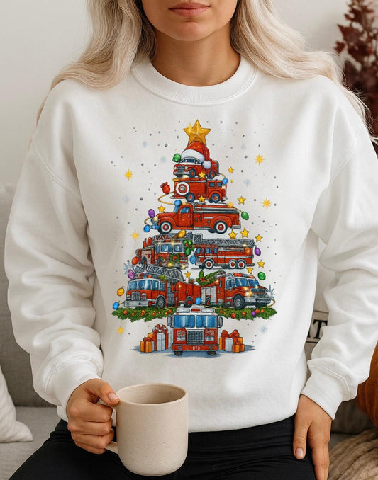 Bluza alba din bumbac 100% Brad de craciun