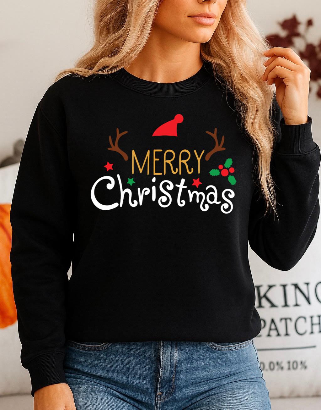 Bluza Neagra din bumbac 100% Merry Christmas
