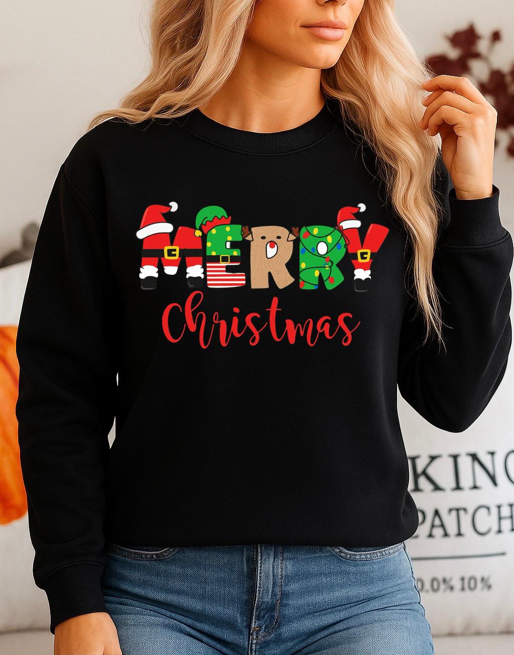 Bluza Neagra Dama din Bumbac 100% - Christmas Red