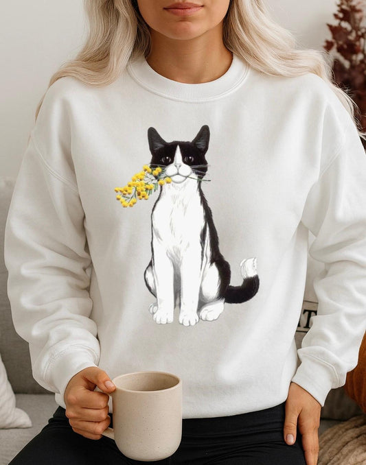Bluza Alba Dama din Bumbac 100% Pisica - MonCherie
