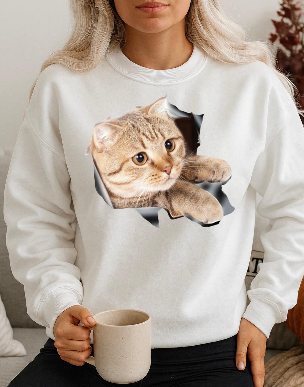 Bluza Alba Dama din Bumbac 100% Sweet Cat - MonCherie