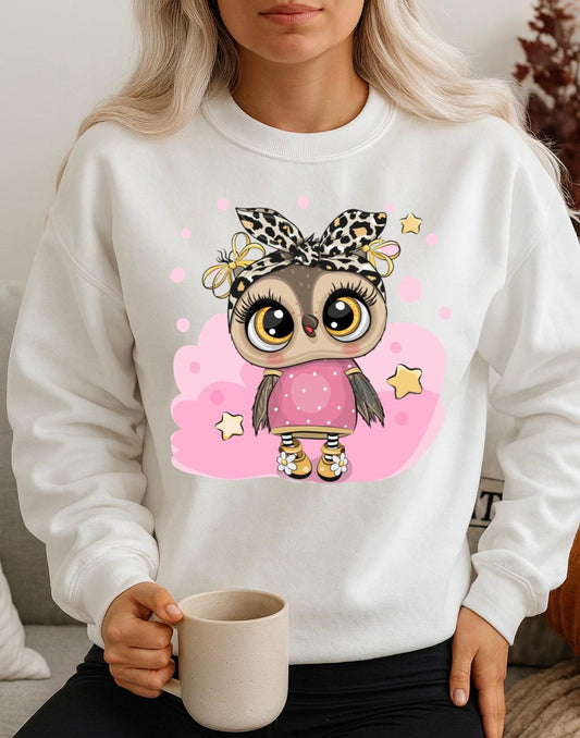 Bluza Alba Dama din Bumbac 100% Pink Owl 2 - MonCherie
