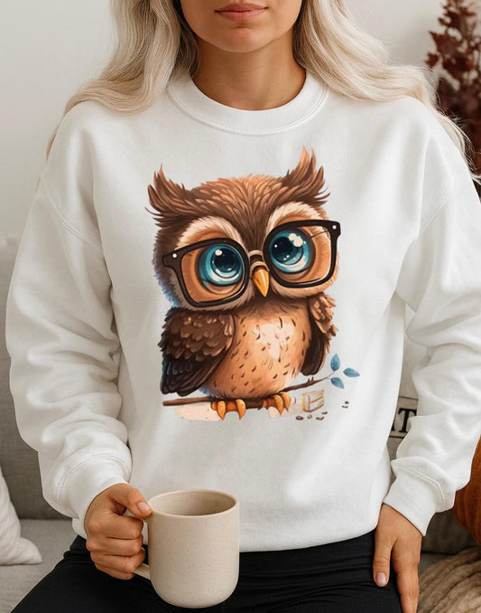 Bluza Alba Dama din Bumbac 100% Owl - MonCherie