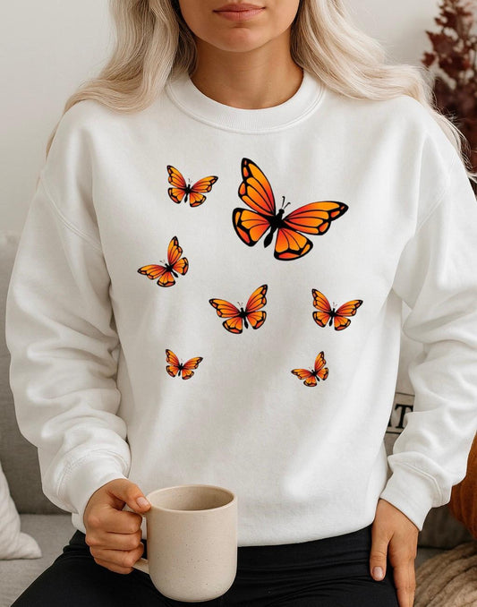 Bluza Alba Dama din Bumbac 100% 7 Fluturi - MonCherie