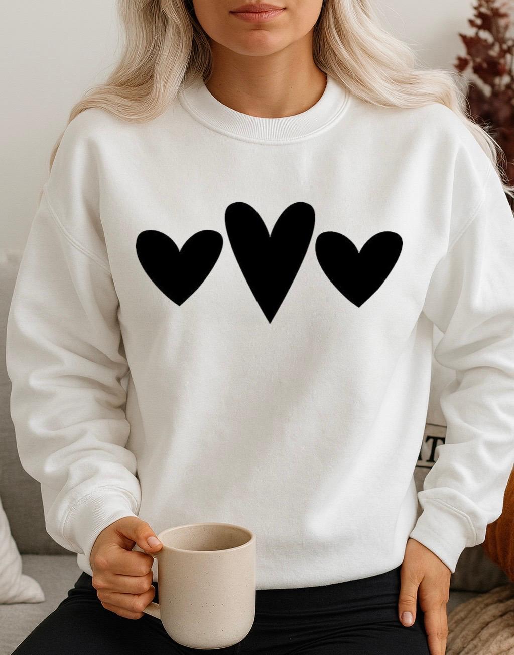 Bluza Alba Dama din Bumbac 100% Black Hearts 2