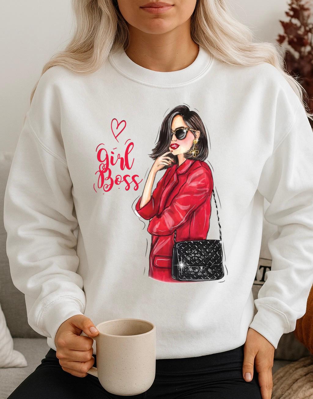Bluza Alba Dama din Bumbac 100% Girl Boss