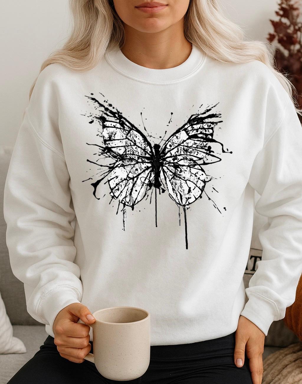 Bluza Alba Dama din Bumbac 100% Fluture