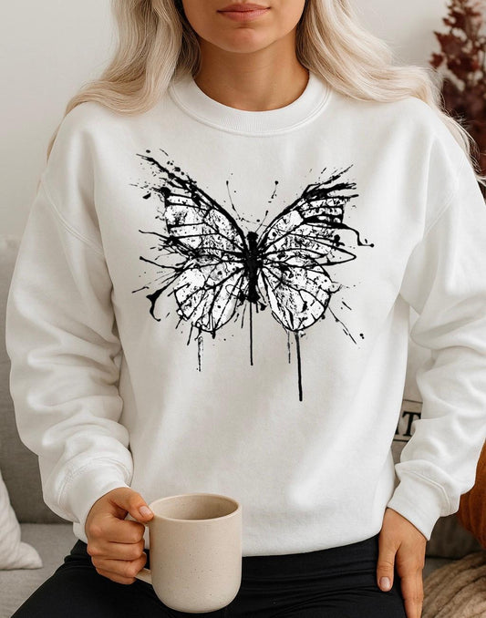 Bluza Alba Dama din Bumbac 100% Fluture - MonCherie