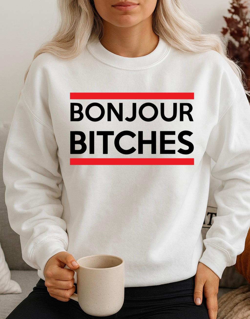 Bluza Alba Dama din Bumbac 100% Bonjour Bitches