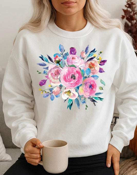 Bluza Alba Dama din Bumbac 100% Flowers - MonCherie