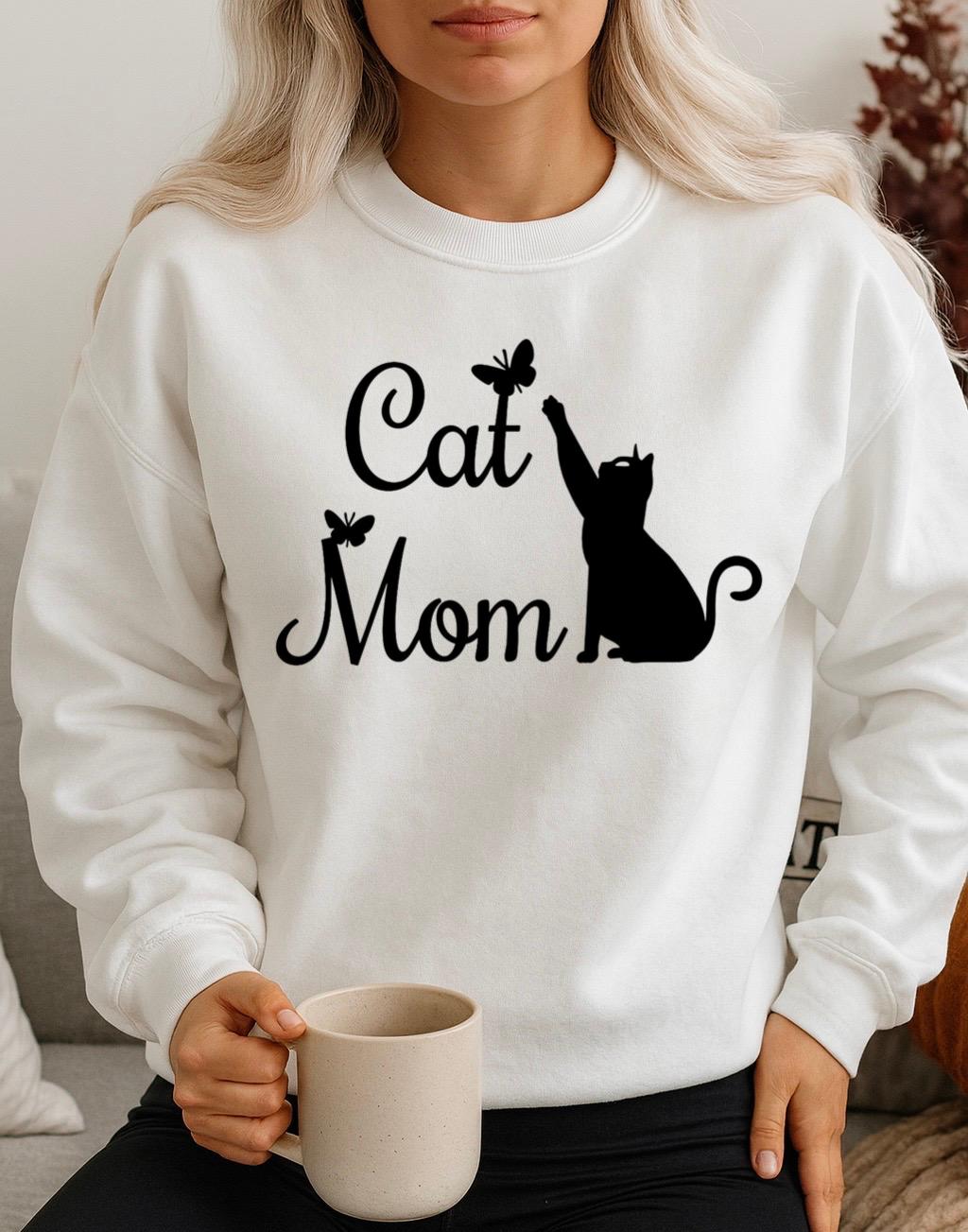 Bluza Alba Dama din Bumbac 100% Cat Mom