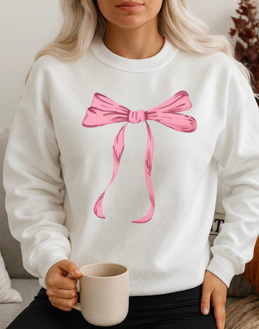 Bluza Alba Dama din Bumbac 100% Fundita Roz