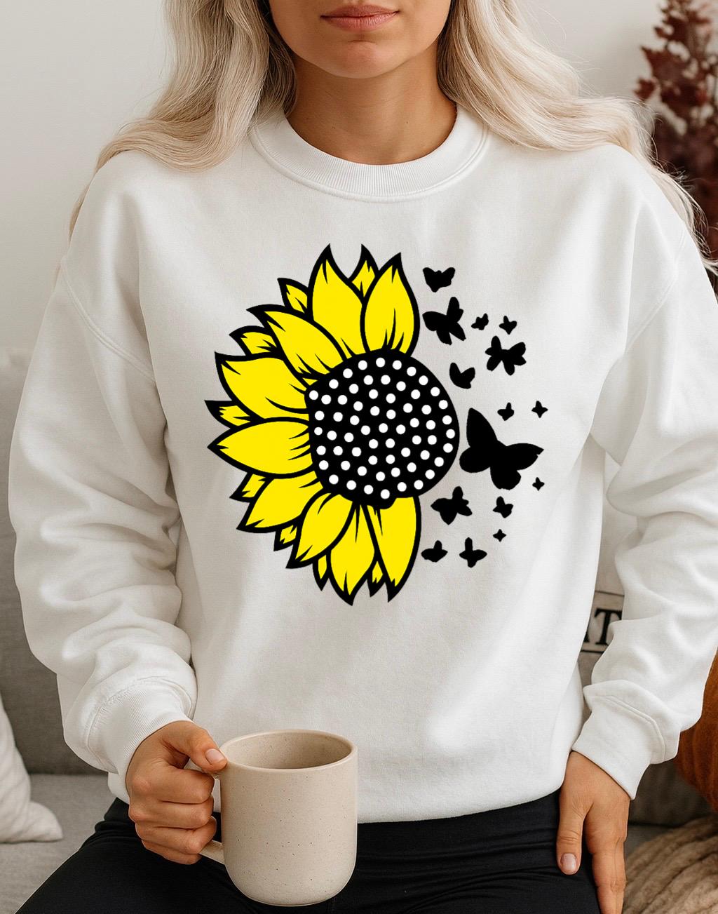 Bluza Alba Dama din Bumbac 100% Yellow Flower