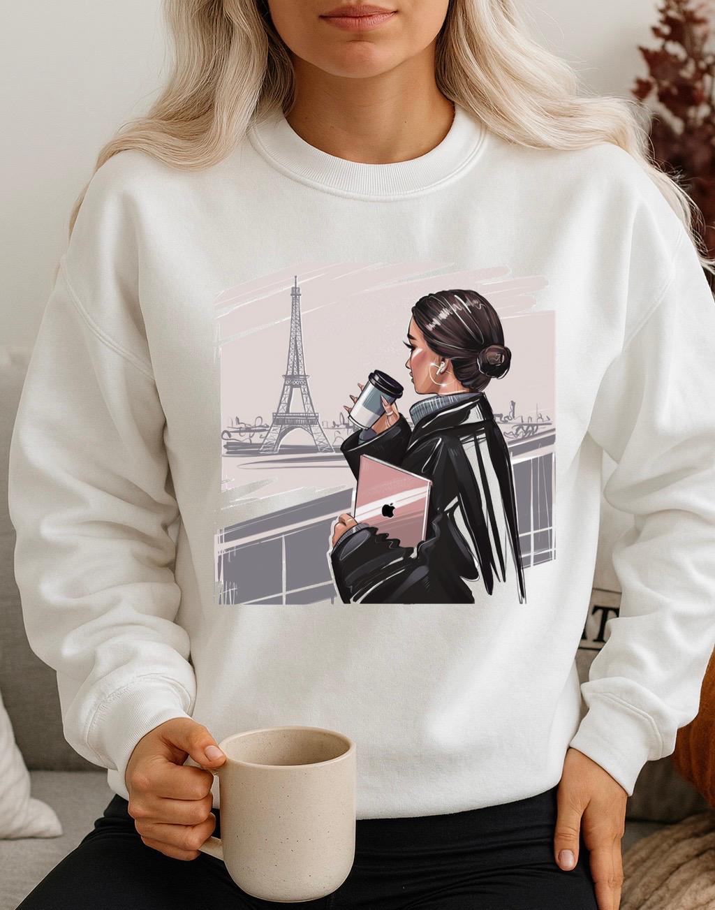 Bluza Alba Dama din Bumbac 100% Paris 3
