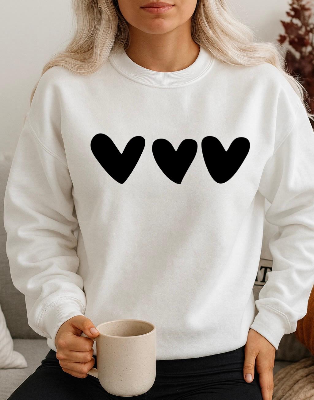 Bluza Alba Dama din Bumbac 100% Black Hearts