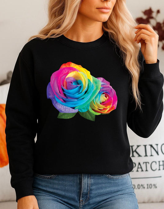 Bluza neagra din bumbac 100% Neagra Black flowers