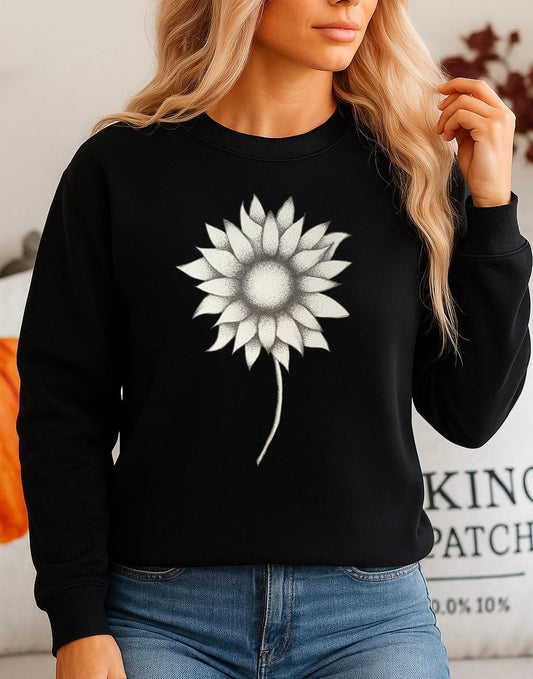 Bluza neagra din bumbac 100% Neagra One Flower