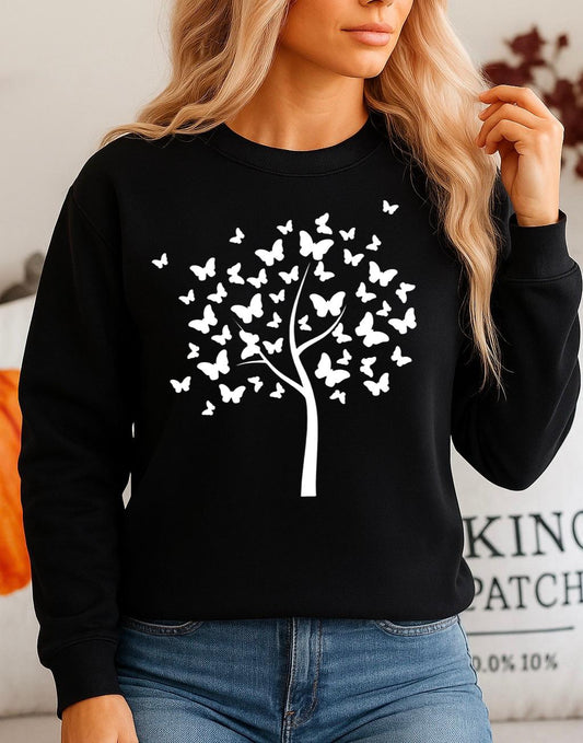 Bluza neagra din bumbac 100% Neagra White tree