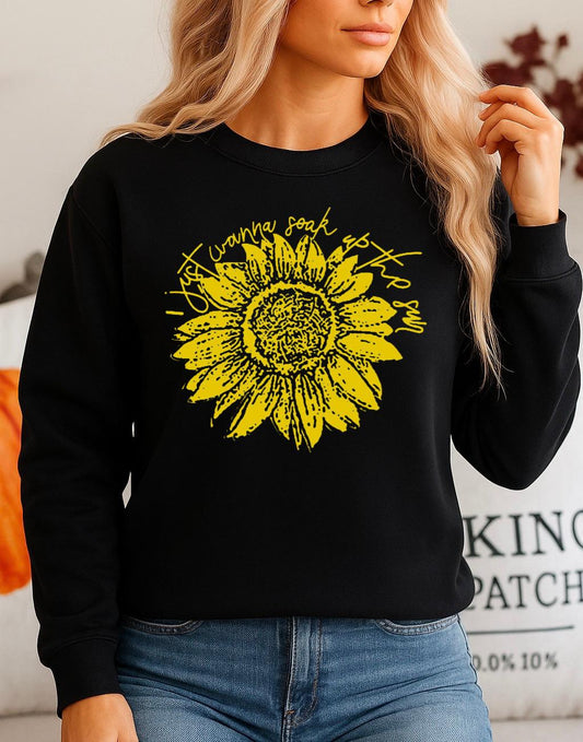 Bluza neagra din bumbac 100% Neagra Yellow Flower 5