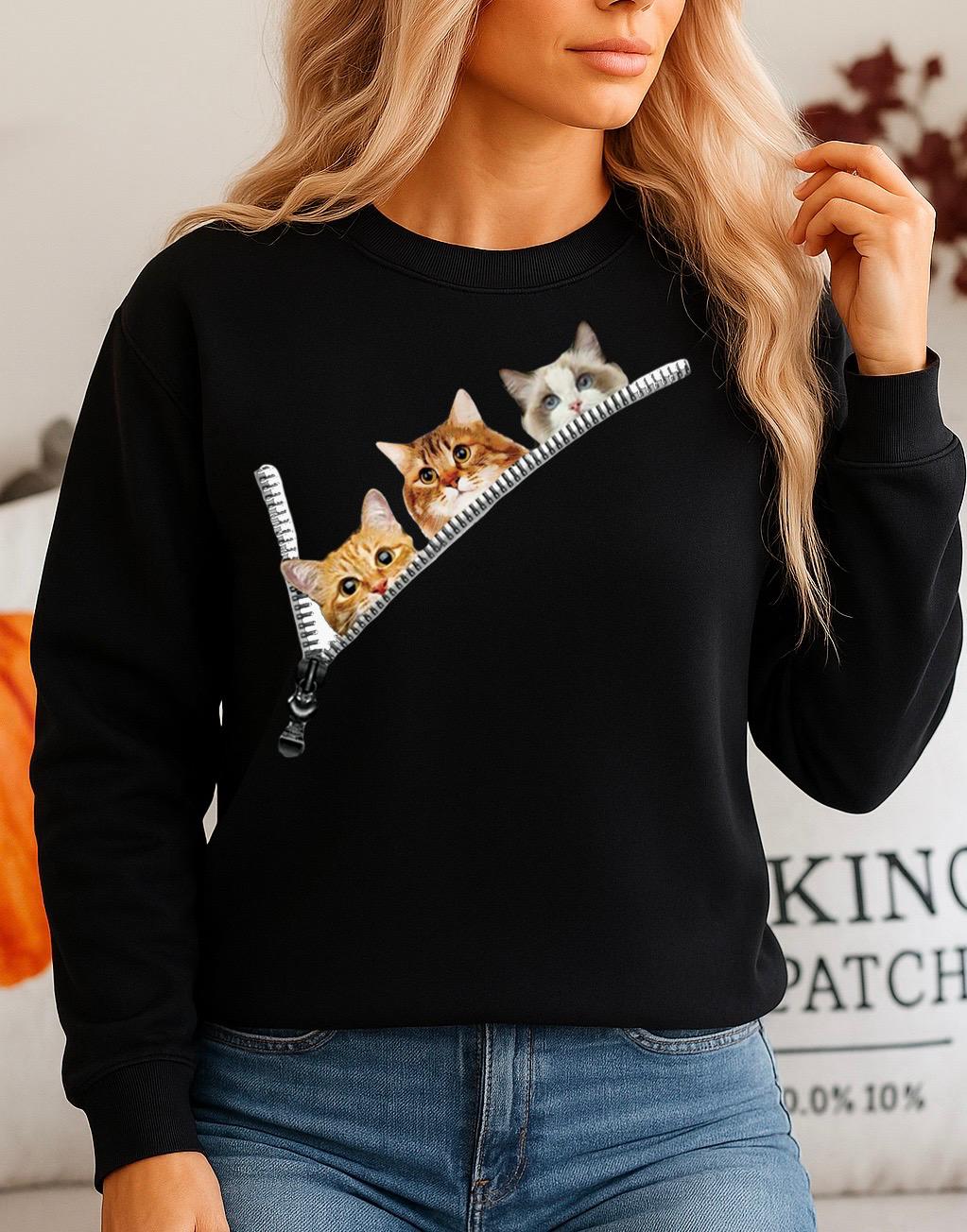 Bluza Neagra Dama din Bumbac 100% Cats