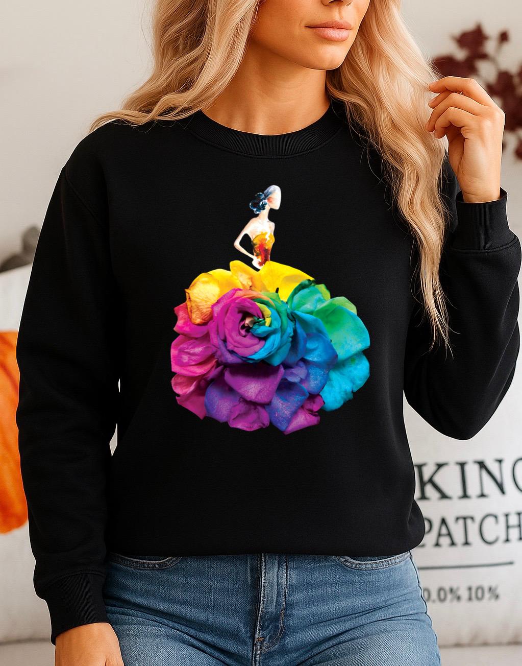 Bluza Neagra Dama din Bumbac 100% Flower 11