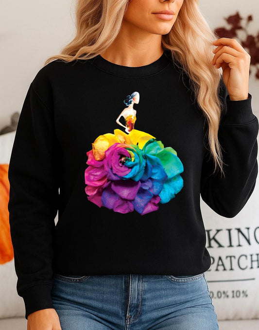 Bluza neagra din bumbac 100% Neagra Flower 11