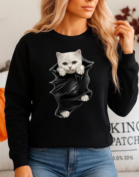 Bluza neagra din bumbac 100% Neagra White cat