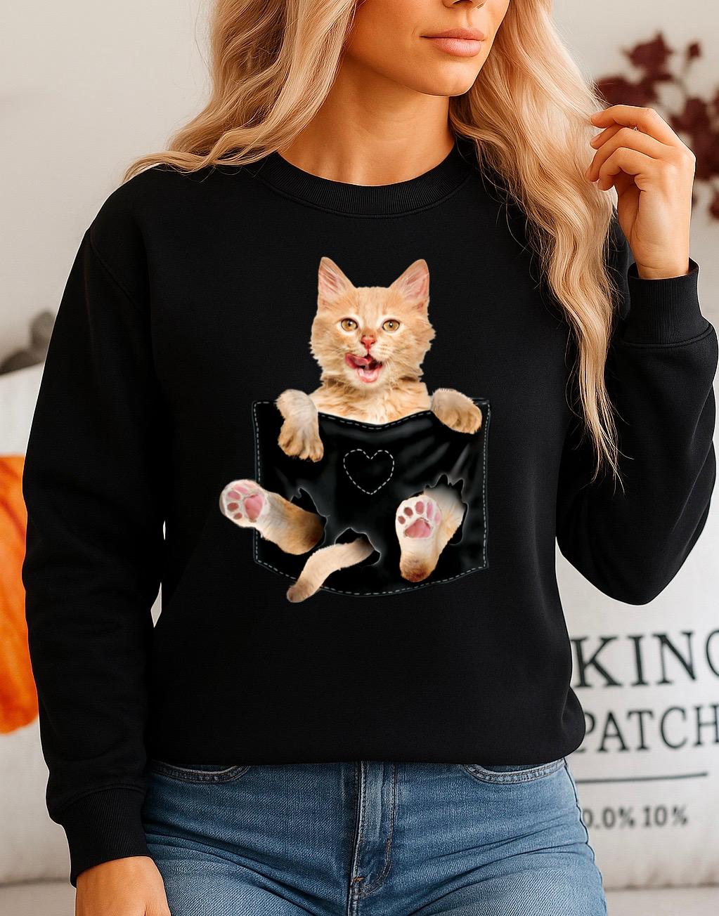 Bluza Neagra Dama din Bumbac 100% Cat