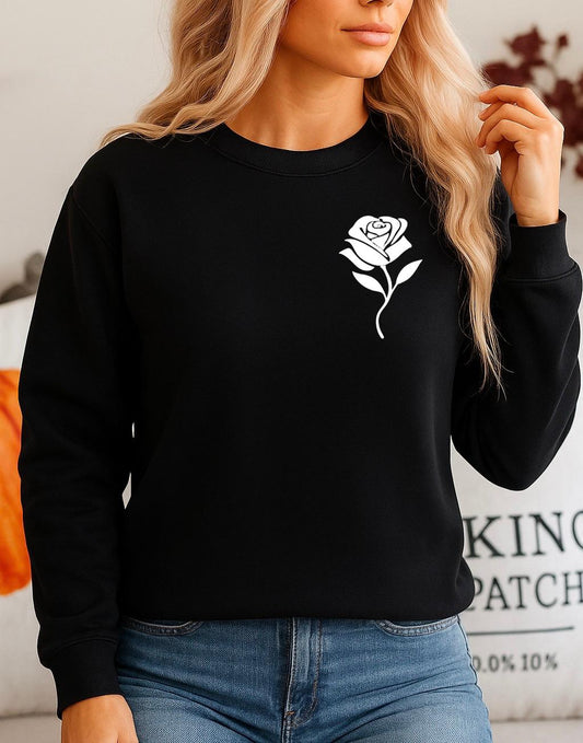 Bluza neagra din bumbac 100% White rose