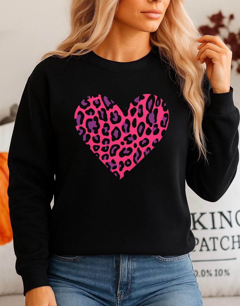 Bluza Neagra Dama din Bumbac 100% Pink Mov Heart