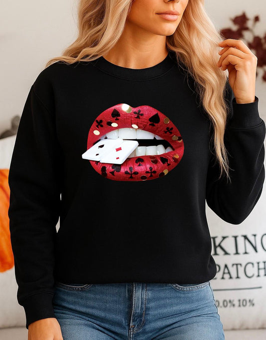 Bluza neagra din bumbac 100% Red Lips