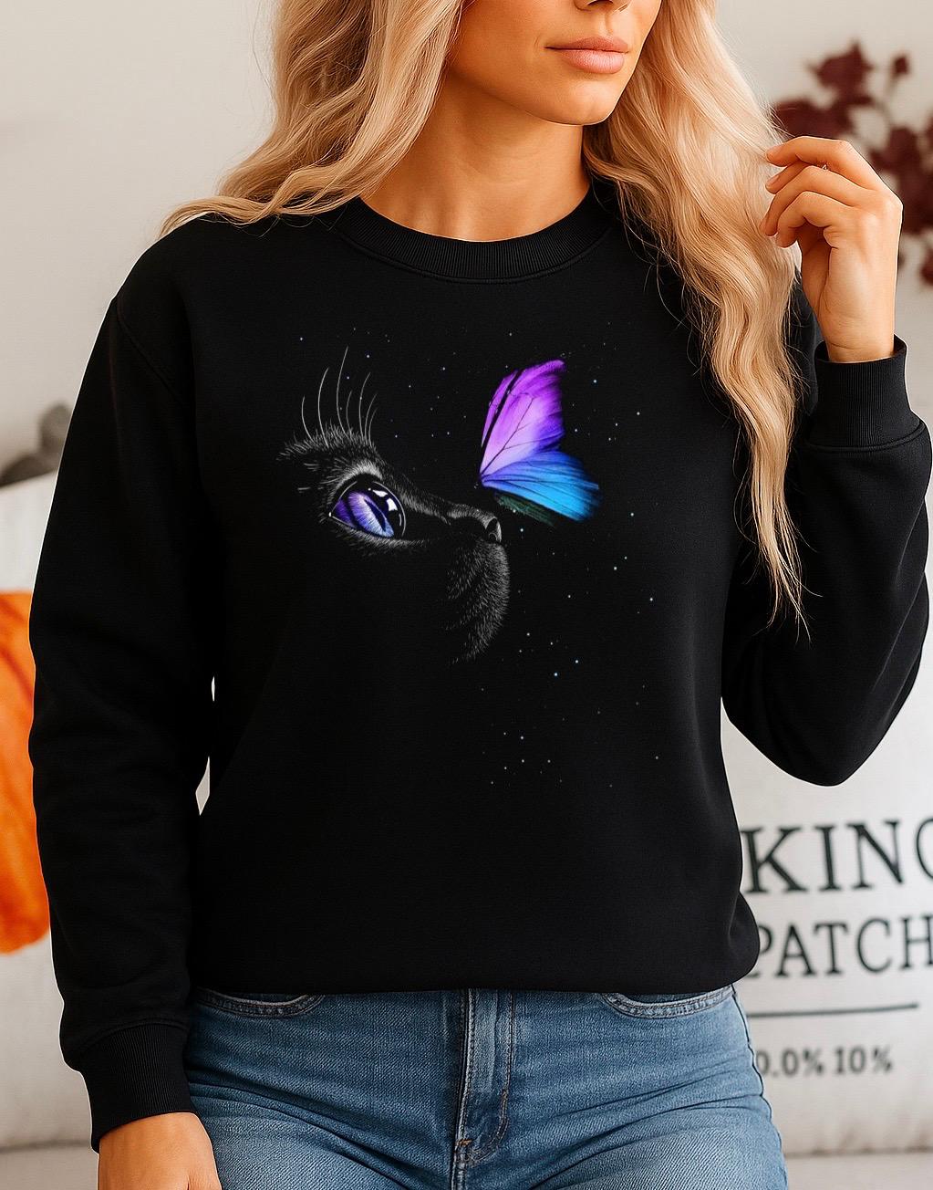 Bluza neagra din bumbac 100% Cat