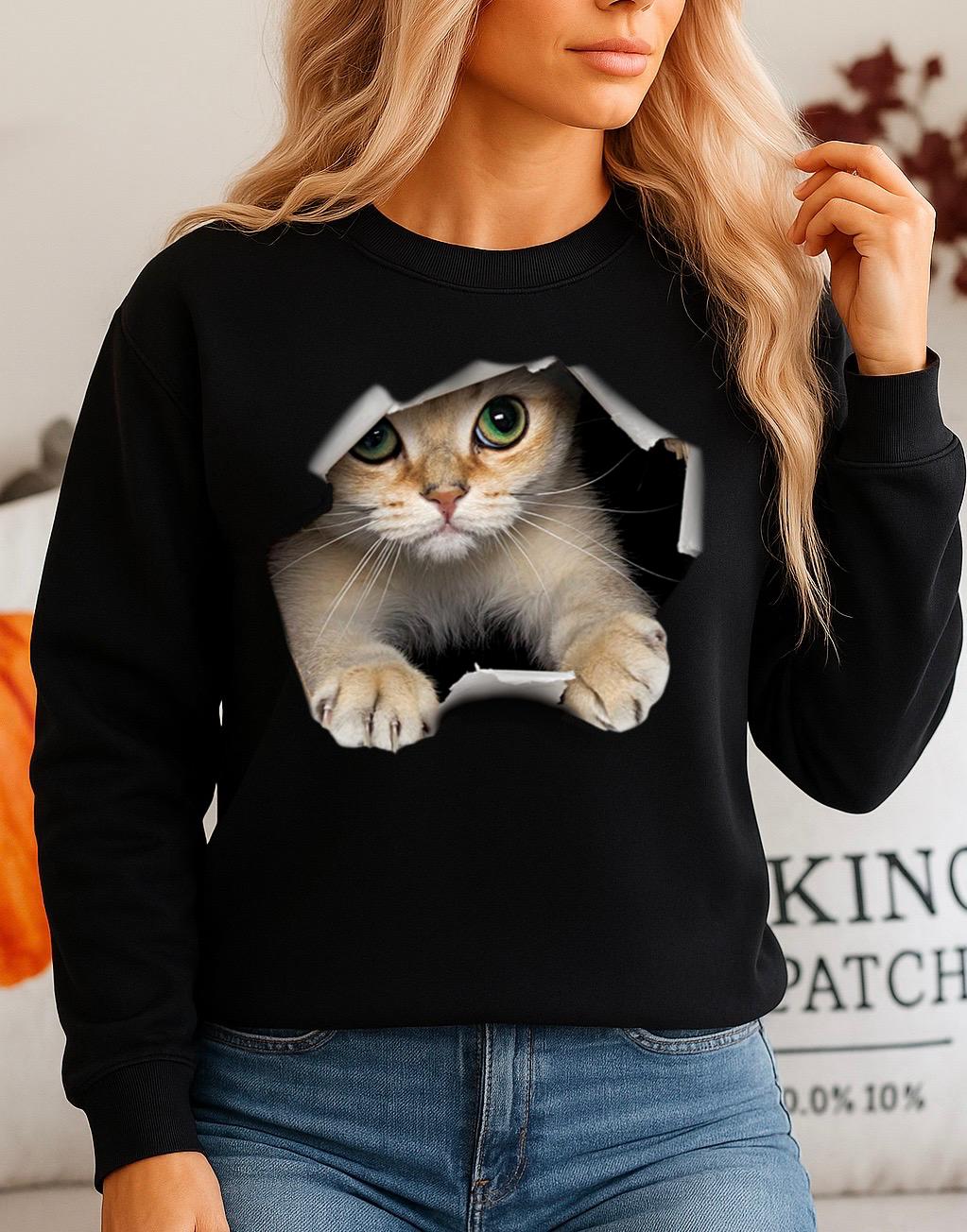 Bluza Neagra Dama din Bumbac 100% Cat