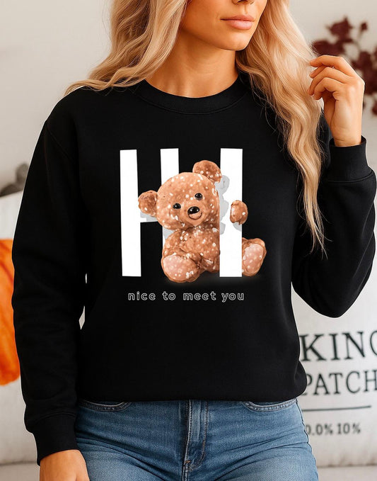 Bluza neagra din bumbac 100% Neagra Nice To meet you