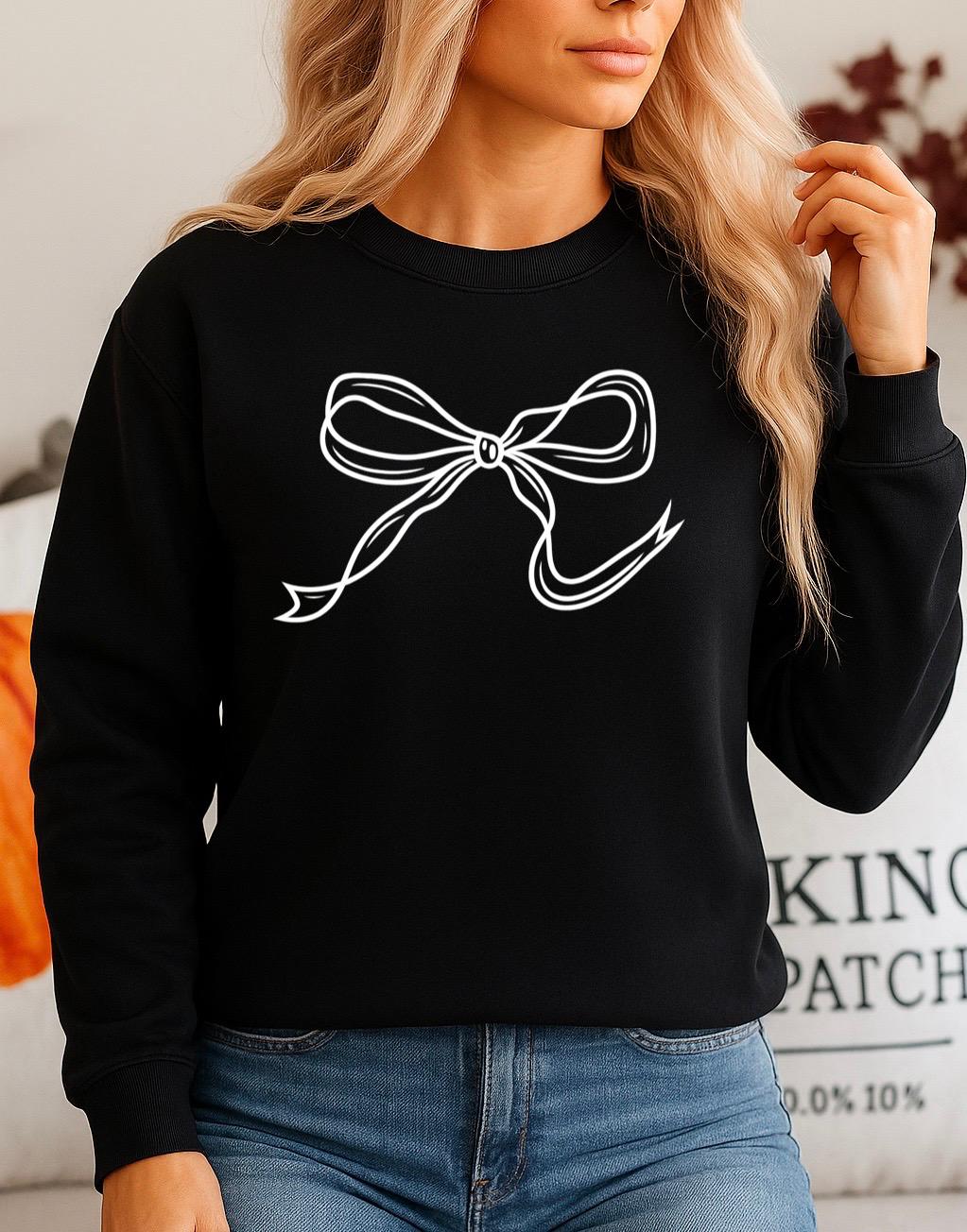 Bluza Neagra Dama din Bumbac 100% Fundita Alba