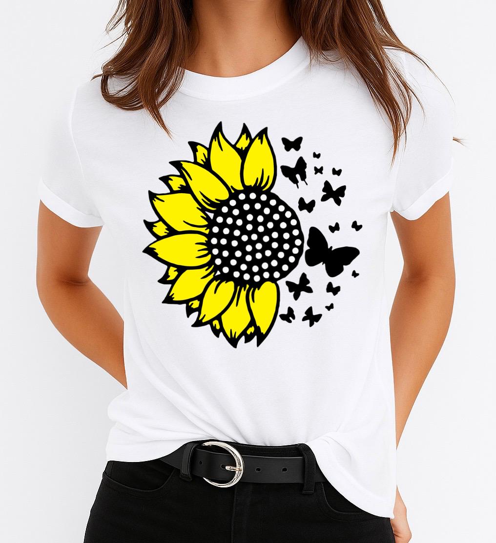 Tricou dama din bumbac 100% Flower Butterfly