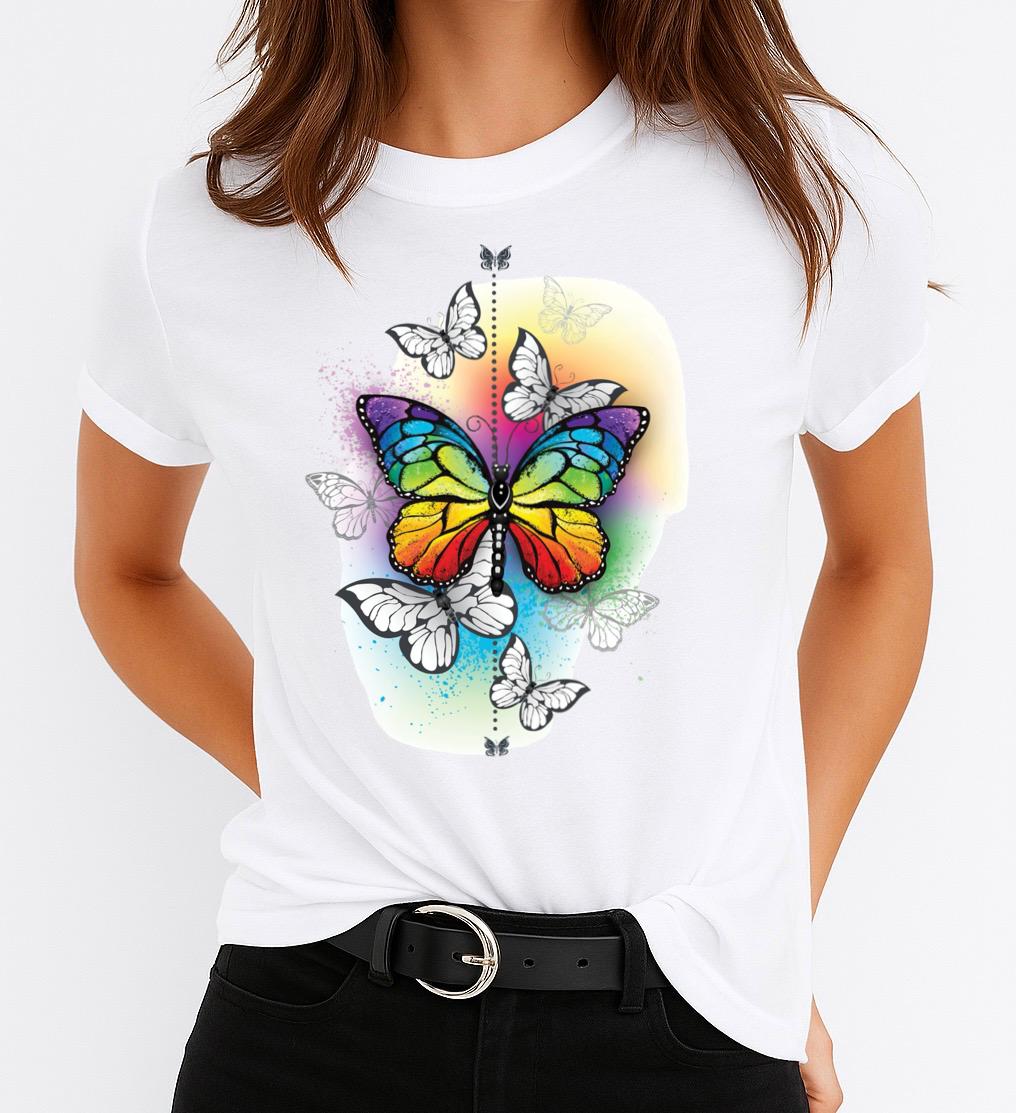 Tricou dama din bumbac 100% Big Butterfly