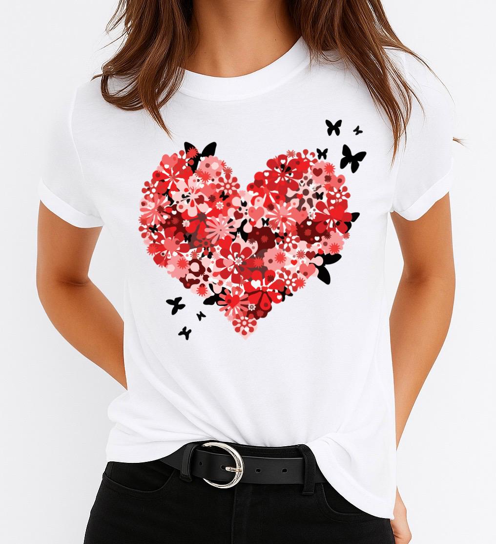 Tricou dama din bumbac 100% Butterfly heart