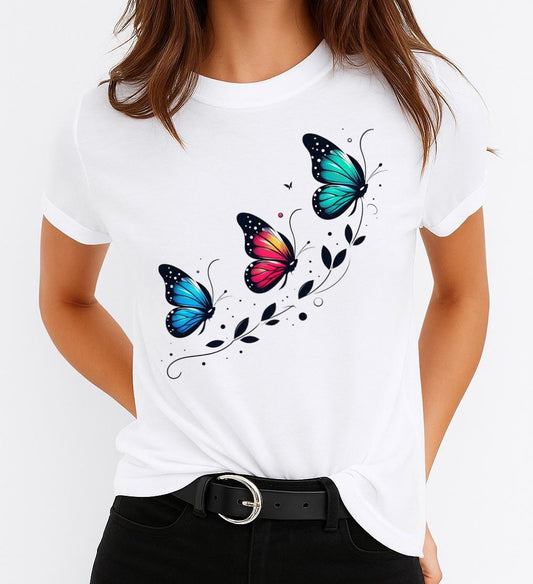 Tricou dama din bumbac 100% 3 Fluturi Color