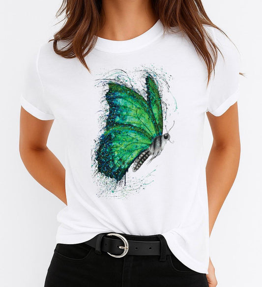 Tricou dama din bumbac 100% Green Butterfly