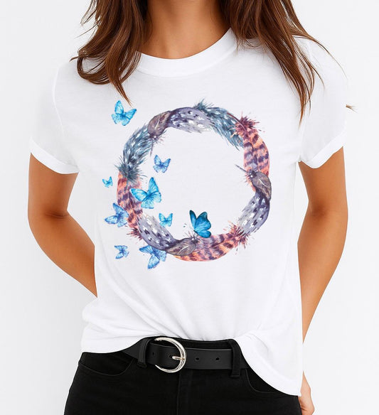 Tricou dama din bumbac 100% Butterfly Circle